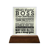 World's Greatest Boss Glass Plaque
